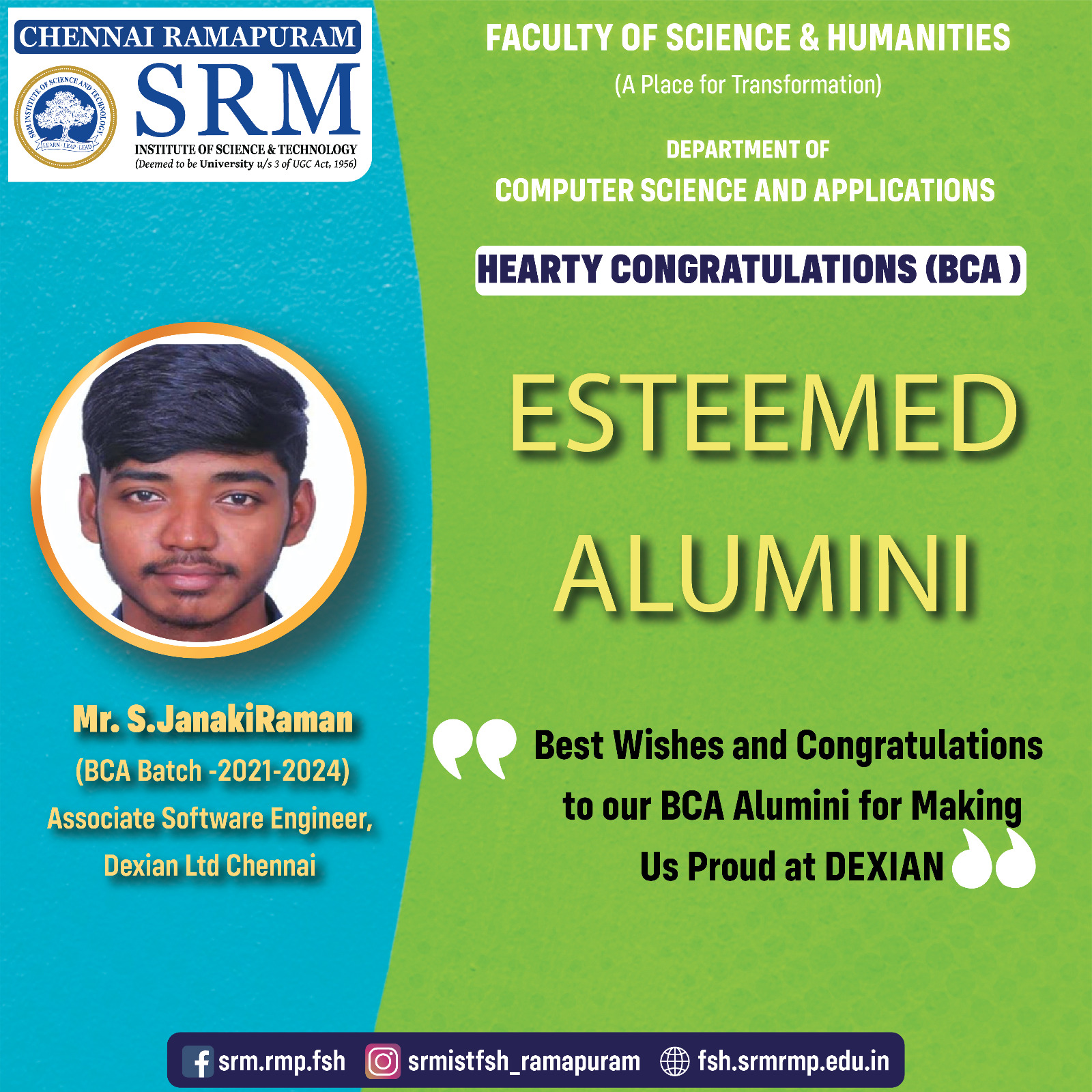 S. JanakiRaman, Associate Software Engineer at Dexian Ltd, Chennai