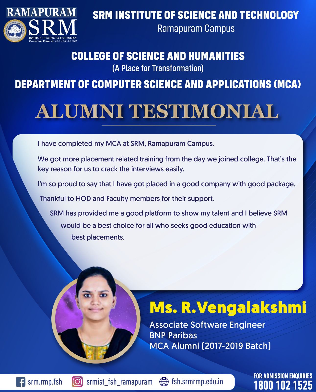R. Vengalakshmi, Associate Software Engineer at BNP Paribas