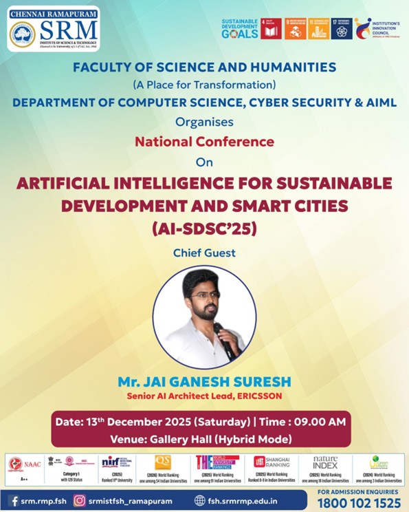 National Conference on Artificial Intelligence for Sustainable Development and Smart Cities (AI-SDSC’25)