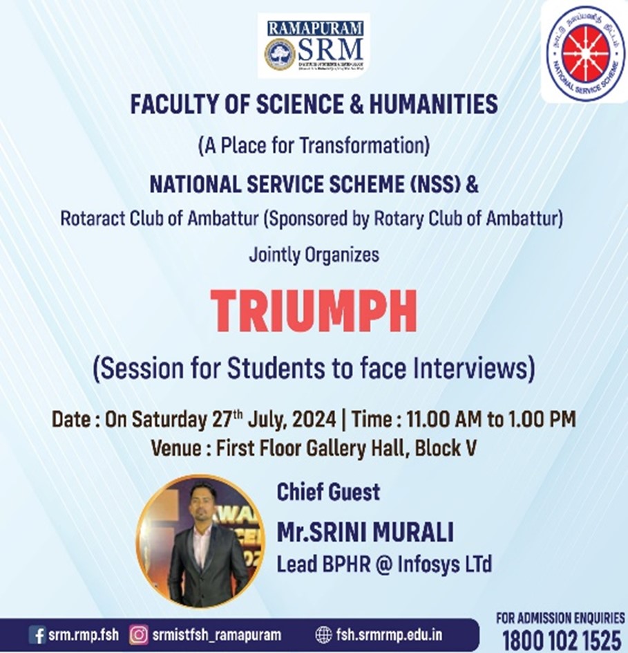 TRIUMPH interview preparation session organized by NSS at SRM Ramapuram.
