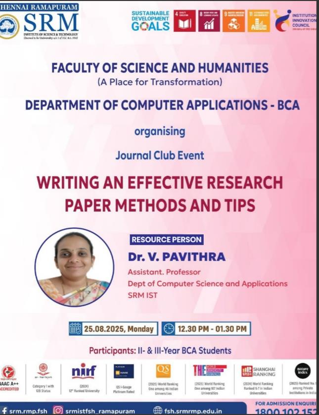 Journal Club Event on “Writing an Effective Research Paper Methods and Tips”