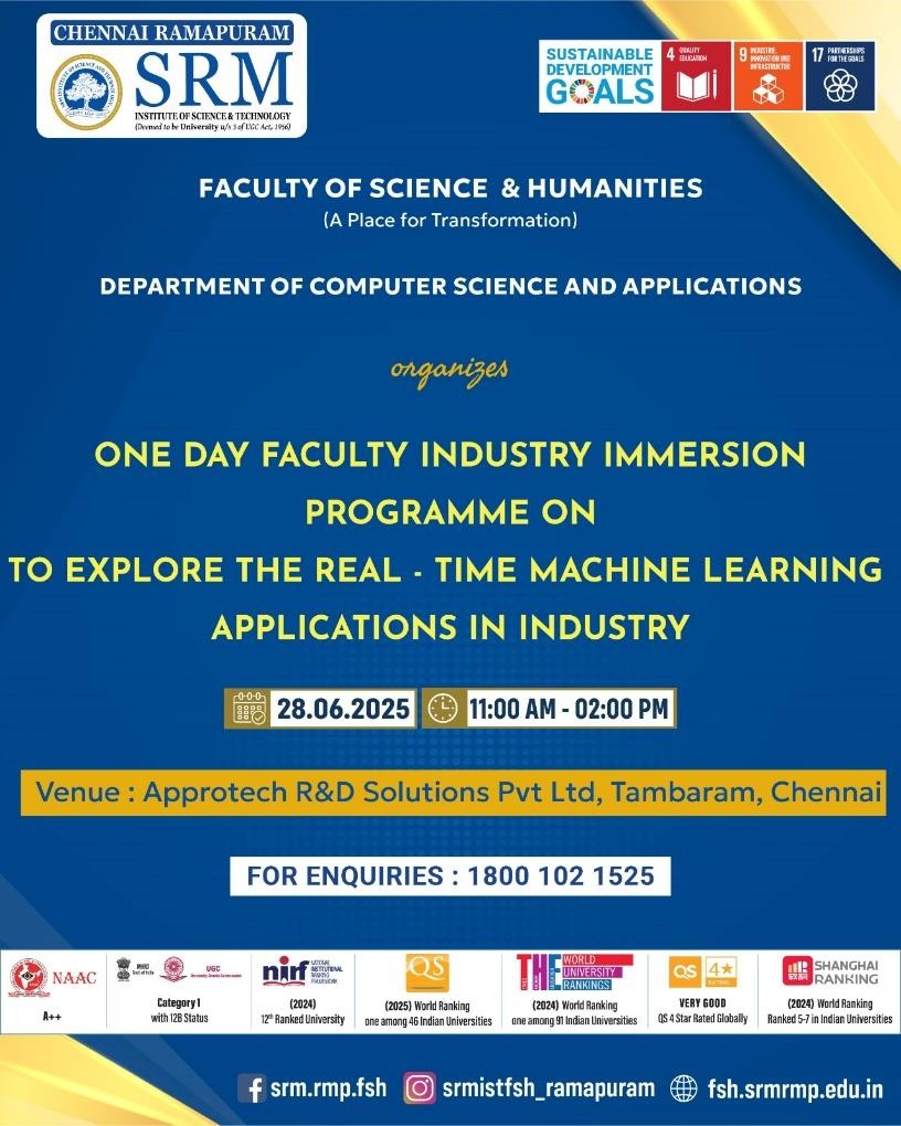 Faculty Industry Immersion Program on To Explore the Real-Time Machine Learning Applications in Industry