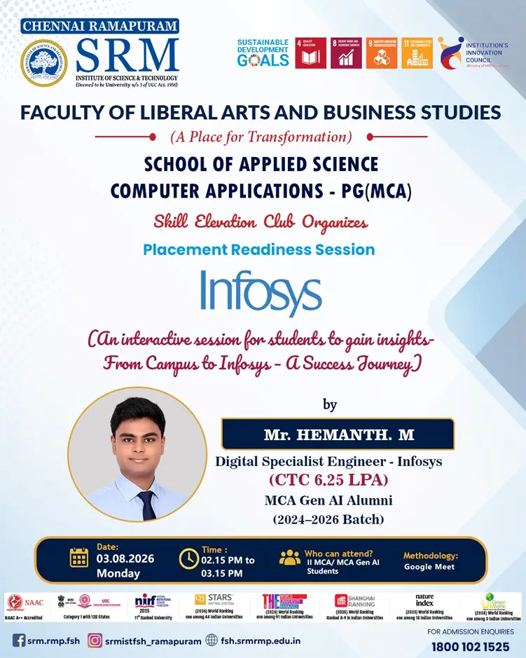 Skill Elevation Club-Placement Readiness Session – From Campus to Infosys: A Success Journey