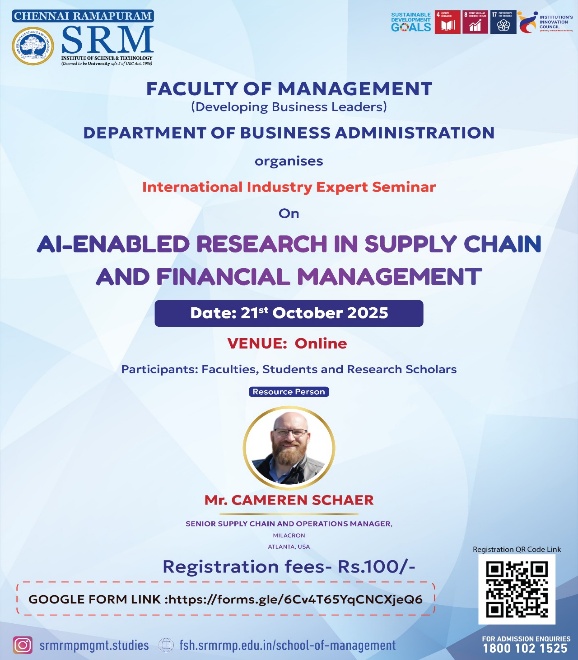 International Industry Expert Seminar on AI Enabled Research in Supply chain and Financial Management