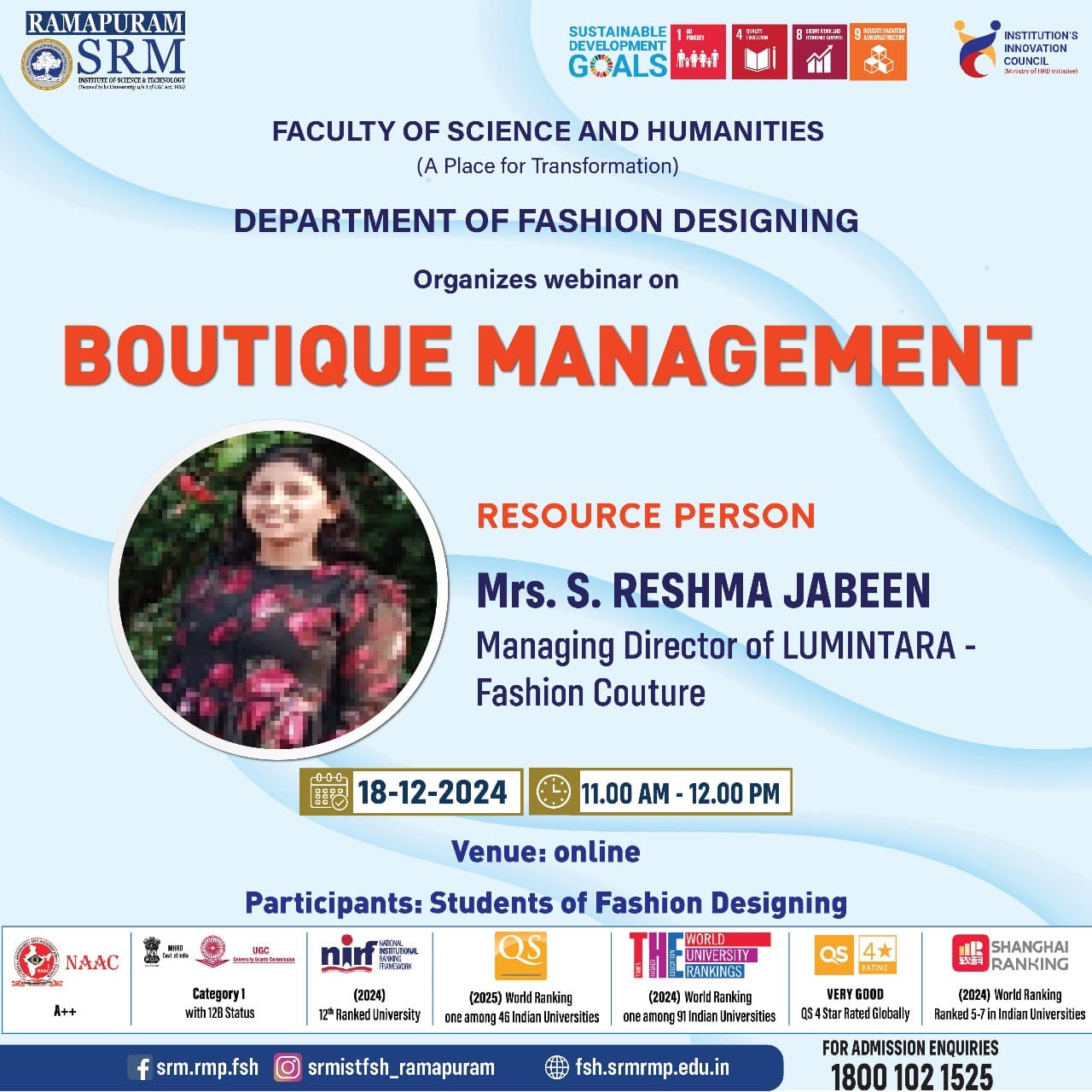 Webinar on “Boutique Management”
