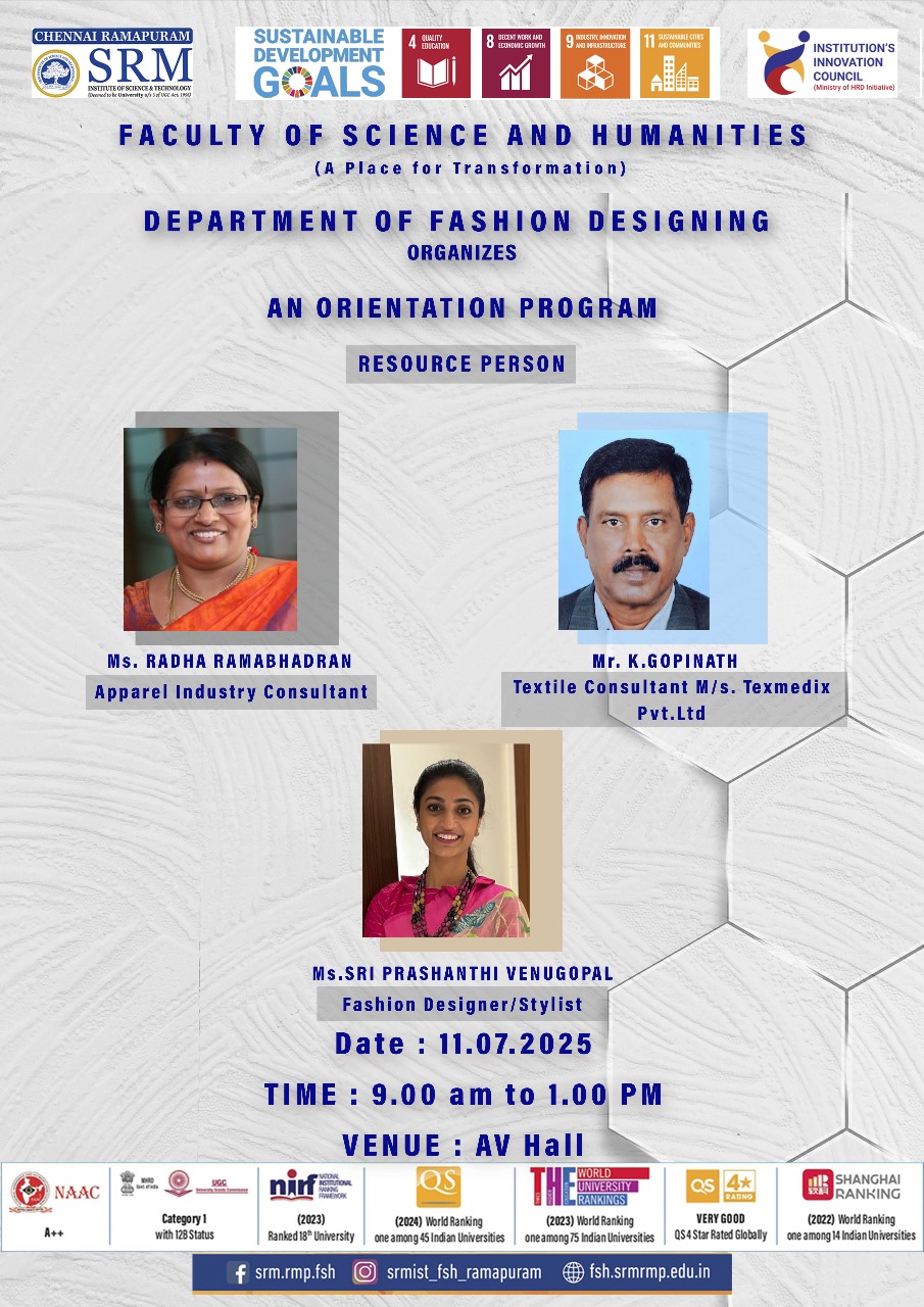 Orientation Programme with industry experts interacting with Fashion Designing students at SRMIST Ramapuram