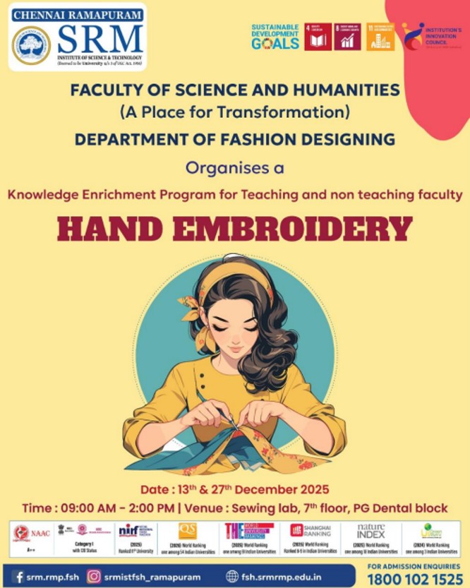 Knowledge Enrichment Program for Teaching and Non- Teaching Faculty- “Hand Embroidery”