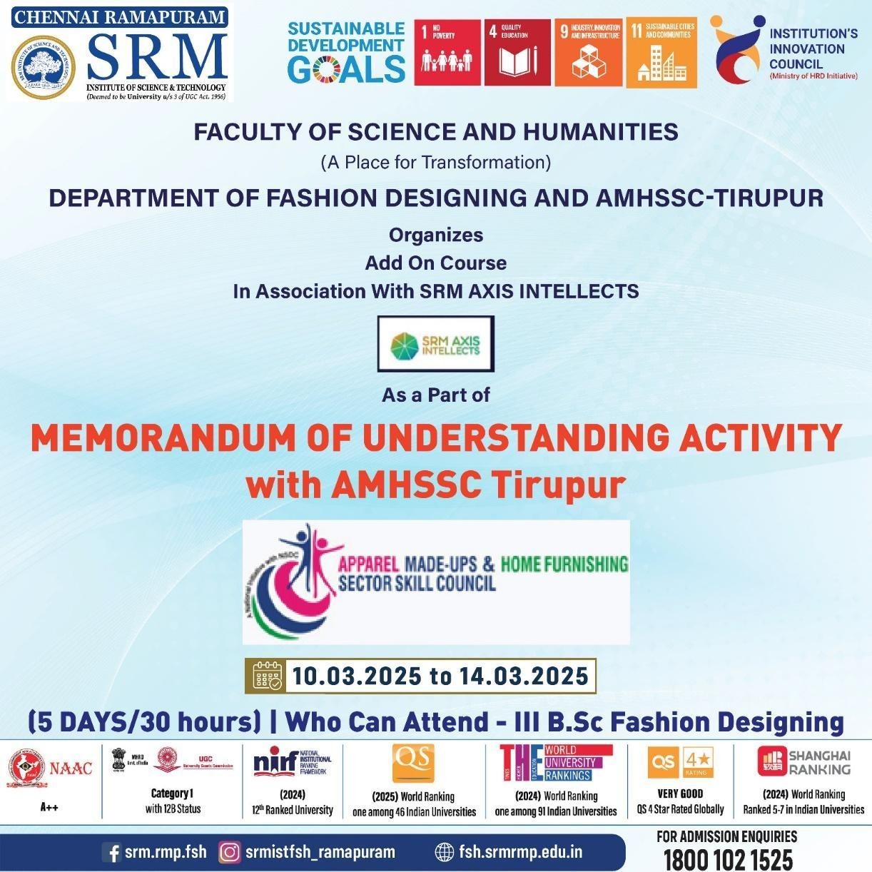Memorandum of understanding activity with AMHSSC tirupur
