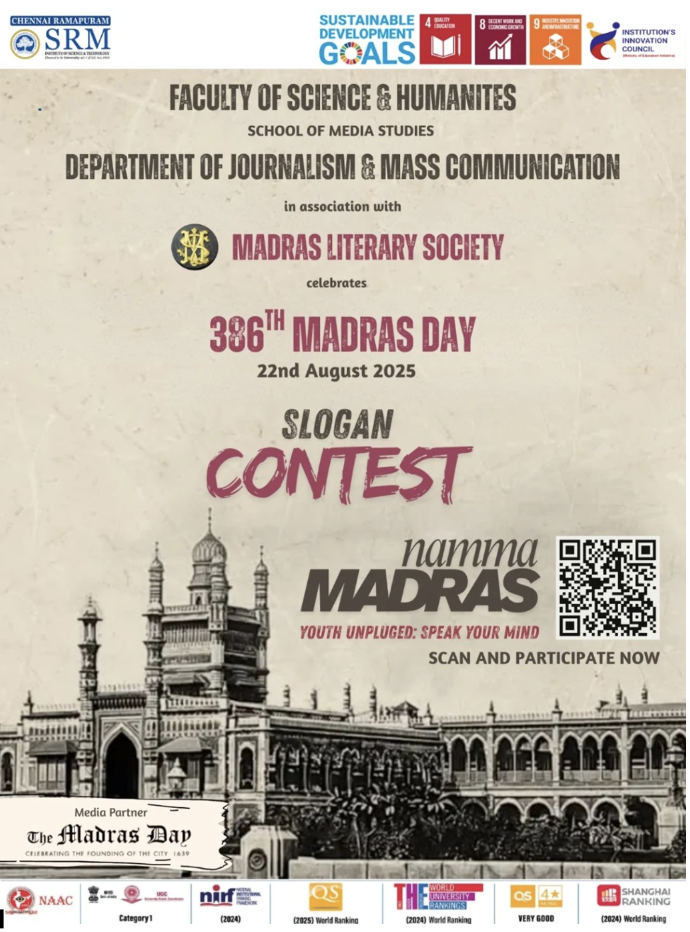 Namma Madras Slogan Contest Department of Journalism & Mass Communication