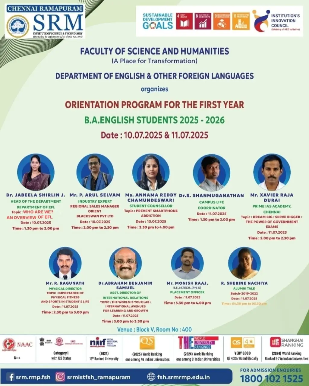 Orientation Program For First-year B.A. English Students (2025 batch)