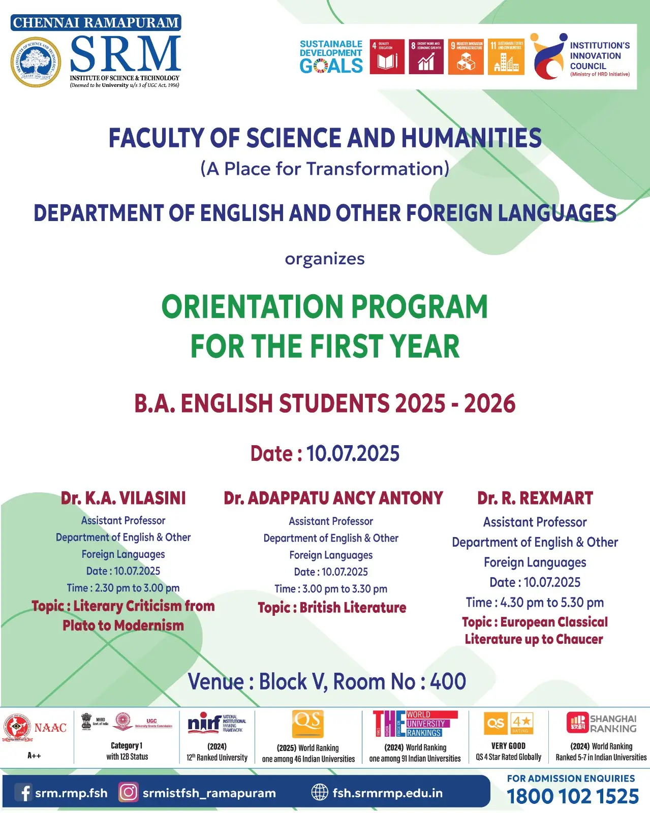 Orientation Program – Academic Sessions