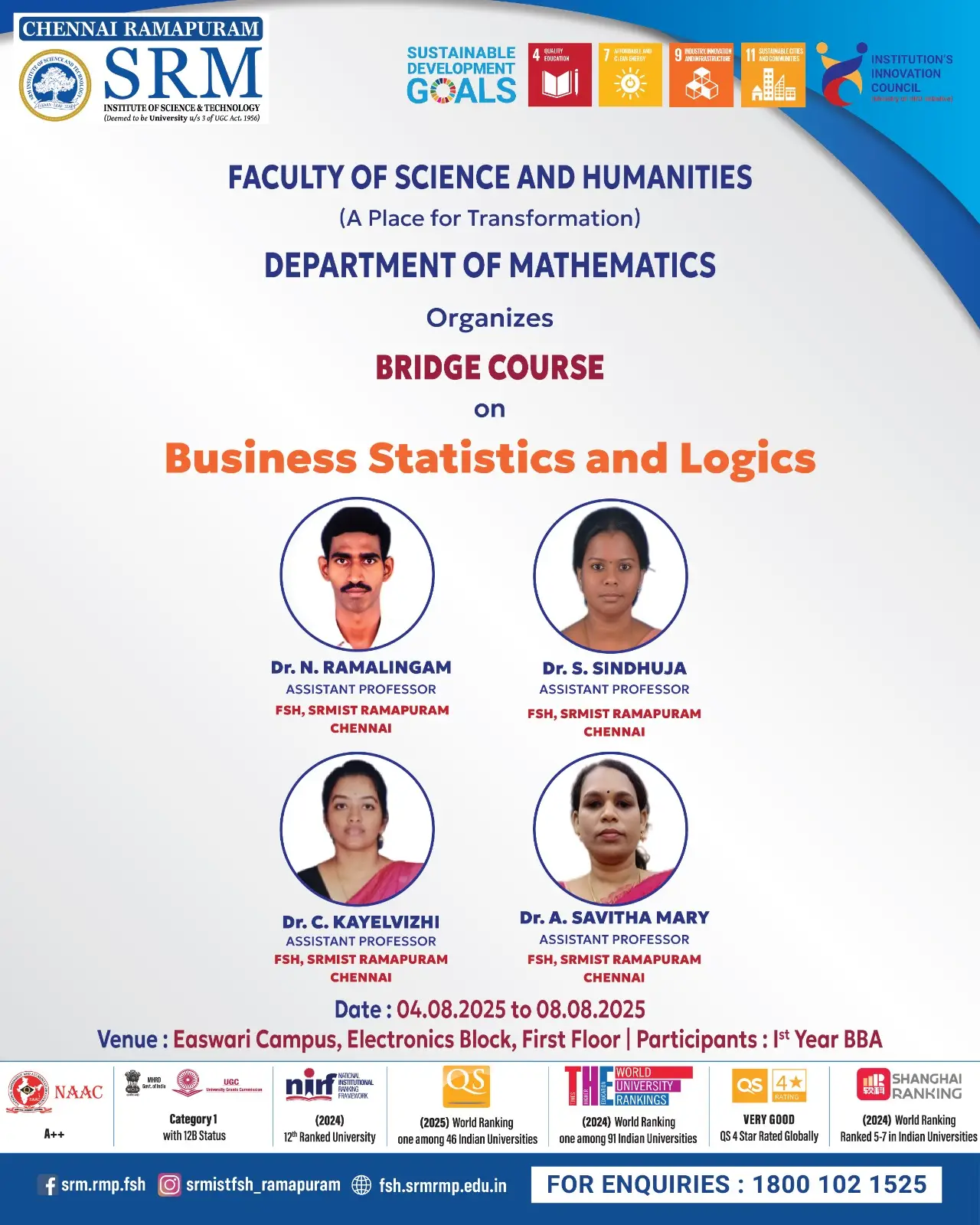 Bridge Course on Business Statistics and Logics