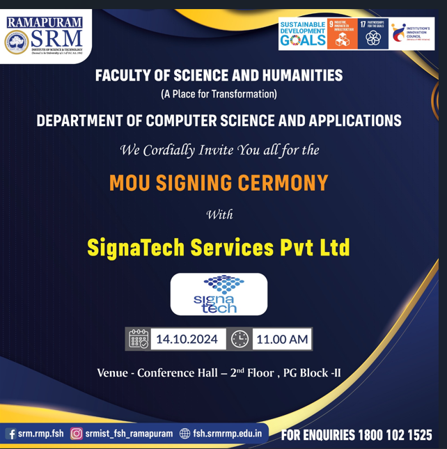 SignaTech Services Pvt Ltd MoU Signing Ceremony with SRMIST Ramapuram