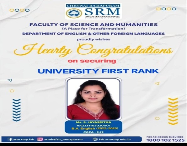 University rank holder Jayashita