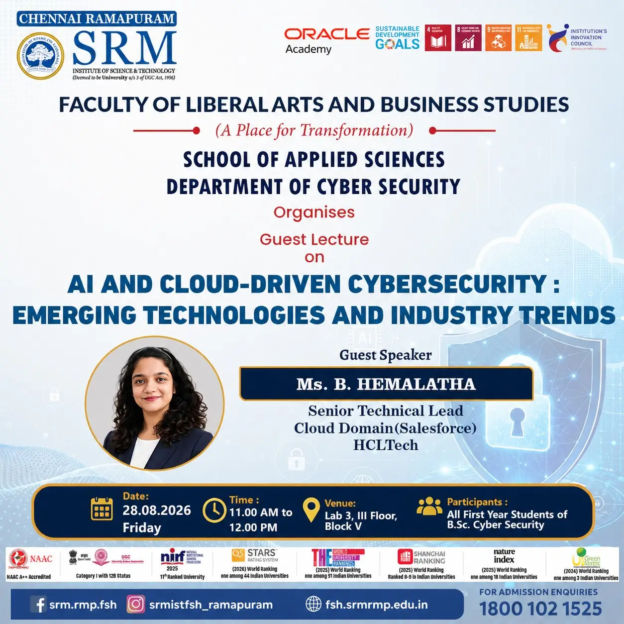 Guest Lecture on “AI and Cloud-Driven Cybersecurity: Emerging Technologies and Industry Trends”