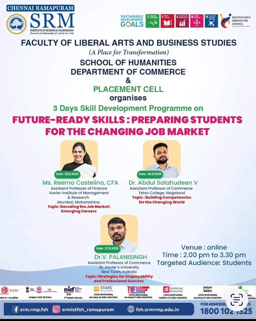 3 Days Skill Development Programme on "Future-Ready Skills: Preparing Students for the Changing Job Market"