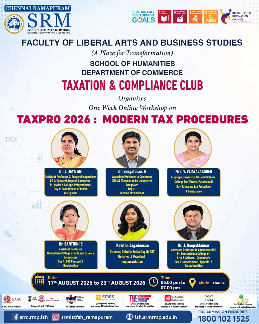 "TAXPRO 2026: Modern Tax Procedures" A One-Week Online Workshop on Modern Tax Procedures